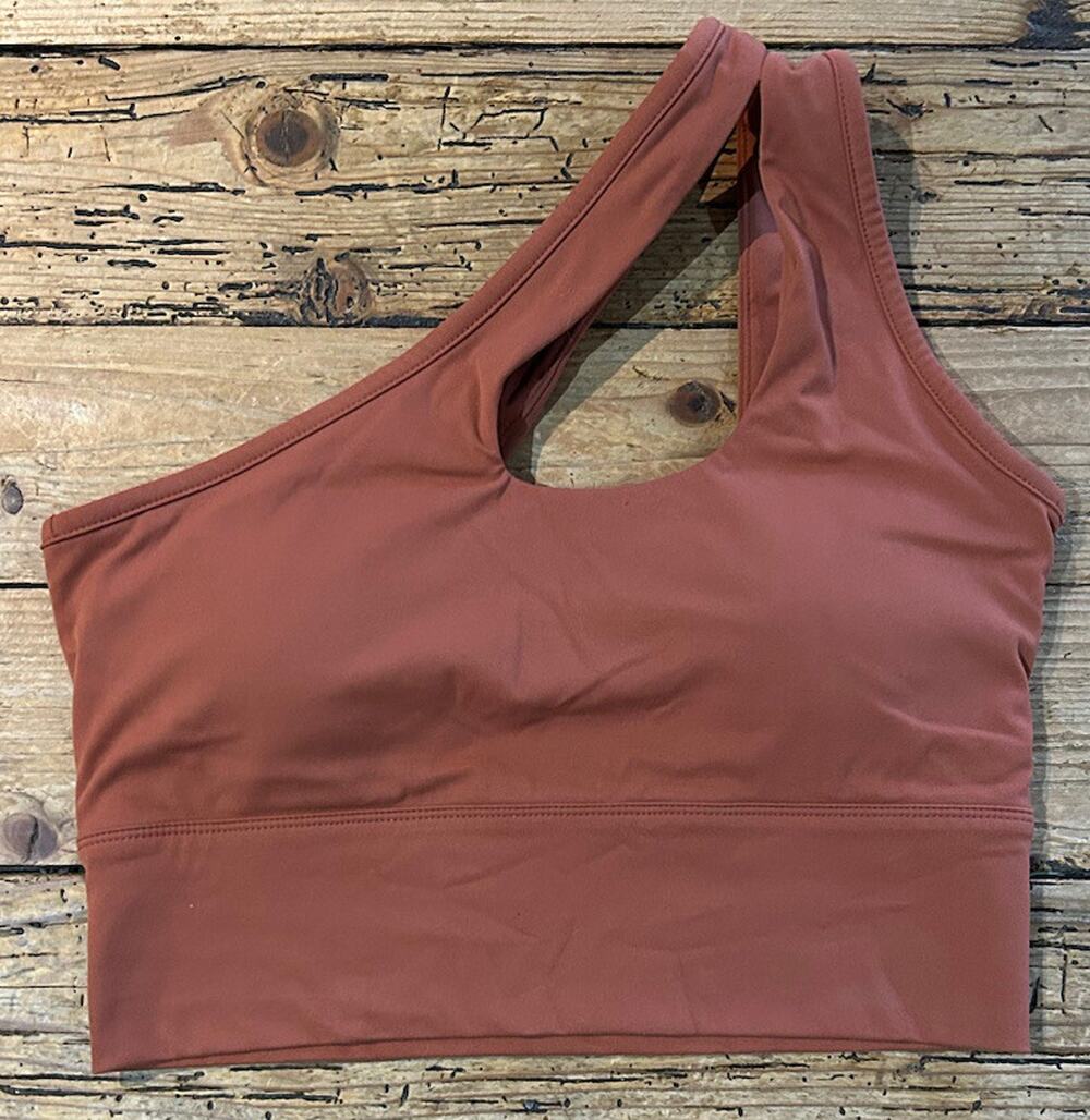 ILUS Women’s Size M Terracotta One Shoulder Padded Sports Bra NWOT